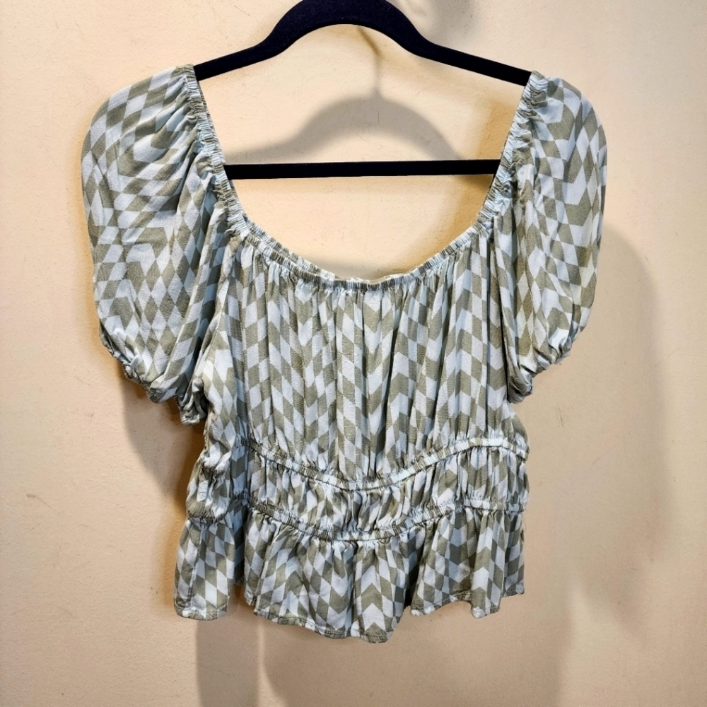 So Goods For Life Smocked Puff Sleeve Blouse Size XL